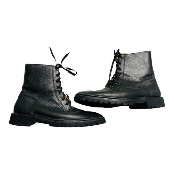 Rare Vintage Bally Black Leather Lace Up Combat Boots Size 7 - Picture 2 of 7